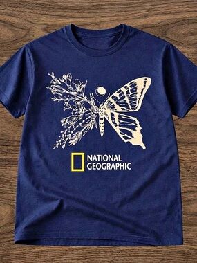 Navy National Geographic Butterfly Graphic T-shirt